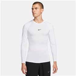 Nike Pro Maglia da fitness aderente a manica lunga Dri-FIT – Uomo Bianco
