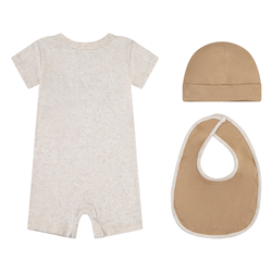 PC ROMPER, HAT, BIB SET